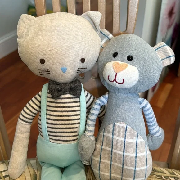 ZARA HOME BUNDLE OF 2 PLUSH STUFFED ANIMALS CAT AND BEAR - Picture 2 of 7